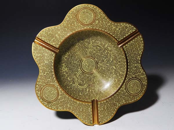 紫】唐物：銅胎鍍金七宝煙草入れと灰皿 【公式通販】