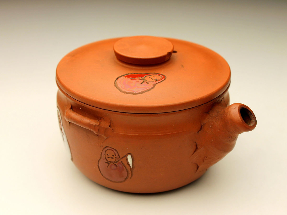 余韻】 石仙造 朱泥 宝瓶 急須 泡瓶 煎茶道具 茶器 常滑 達磨 ＜同梱可＞