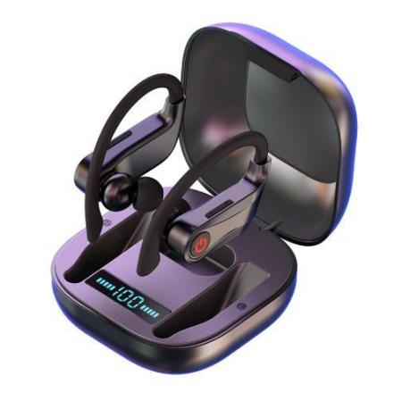 S52 bluetooth5.0ワイヤレスイヤホン 耳掛け スポーツ 充電ケース HIFI高音質 CVC8.0ノイズリダクション 防水 iphone/android ブラック_1