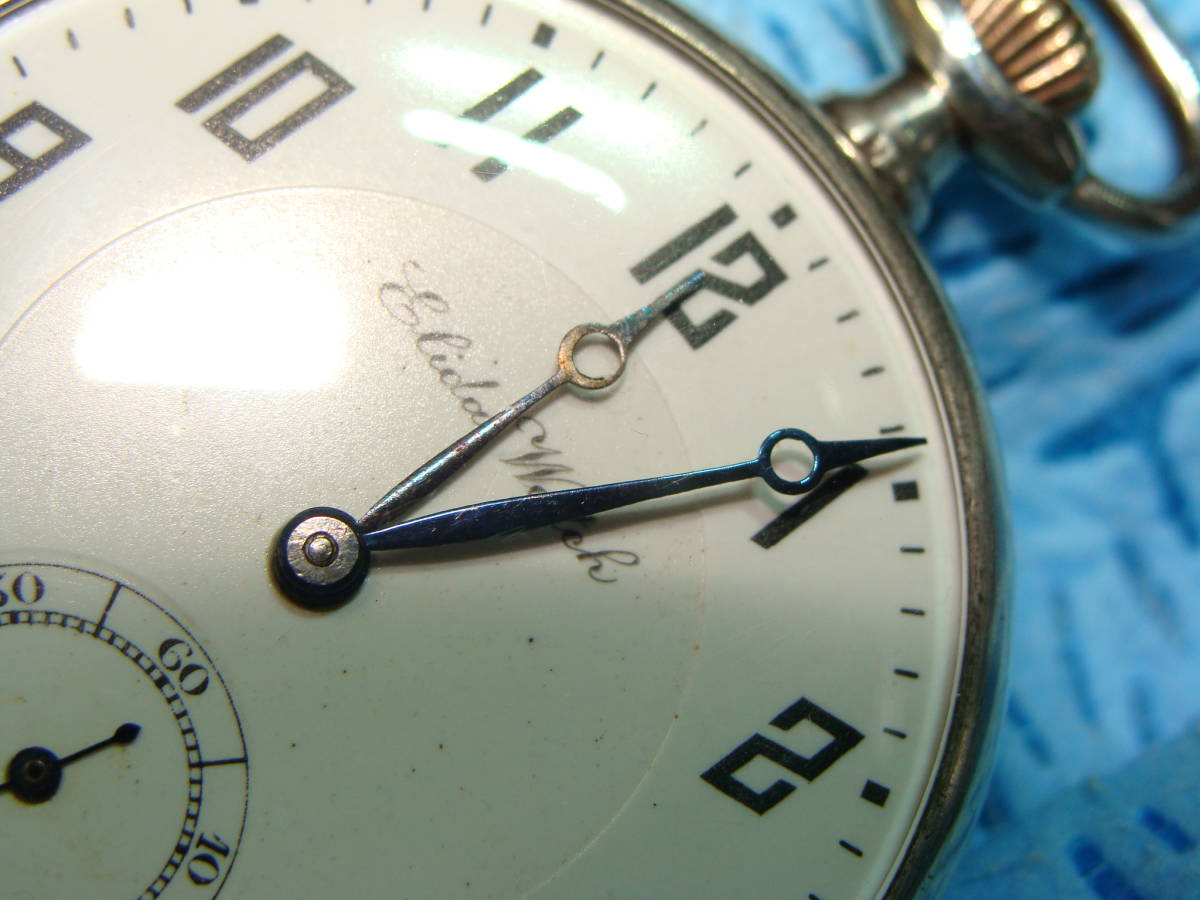 Elida Watch スイス製 銀無垢ケース 0900 オープンフェイス 機械式 手 
