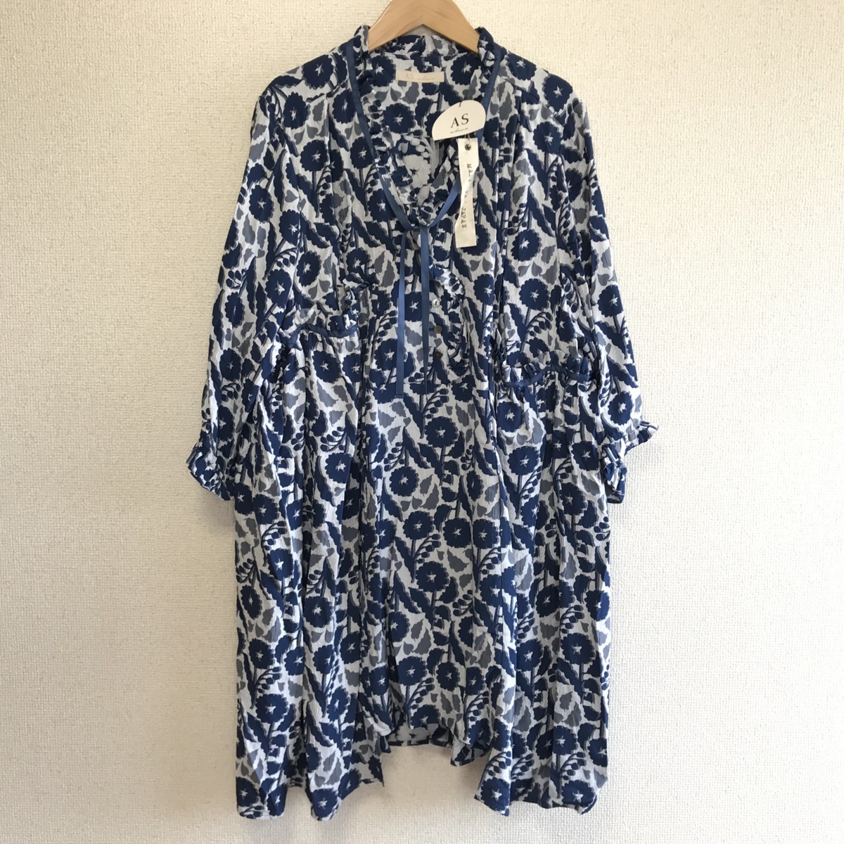 未使用品 アズノウアズ 大きいサイズ タグ付 定価 23，000円 ジャガード織 ゆったり チュニック ワンピース 15 レディース 美品