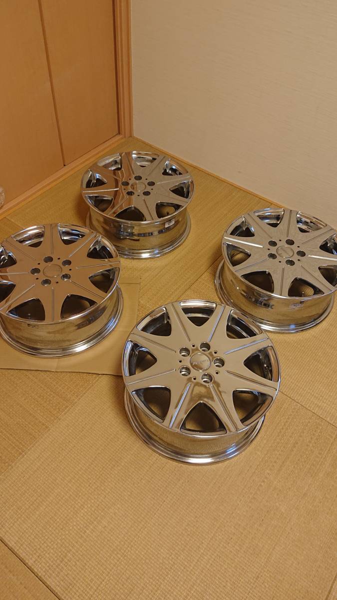 LEGZAS レグザス 7J，+48，PCD114.3 5穴 メッキアルミ4本！ ノア　ステップワゴン　セレナ等に LEGZAS レグザス ホイール 美品 ブリザック ヤマダウェブコム