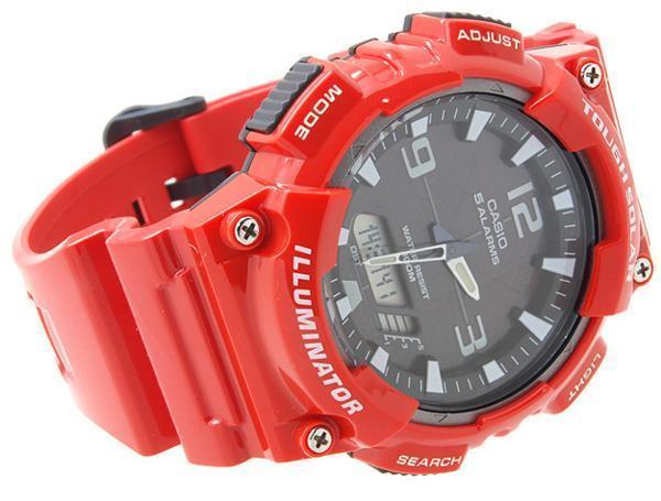 【1円】新品正規品日本未発売カシオCASIO10気圧防水ダイバー世界時計ソーラーウレタンベルトアナログデジタル 腕時計 レッド プレゼント_2