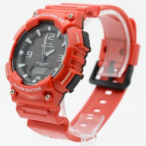【1円】新品正規品日本未発売カシオCASIO10気圧防水ダイバー世界時計ソーラーウレタンベルトアナログデジタル 腕時計 レッド プレゼント_3