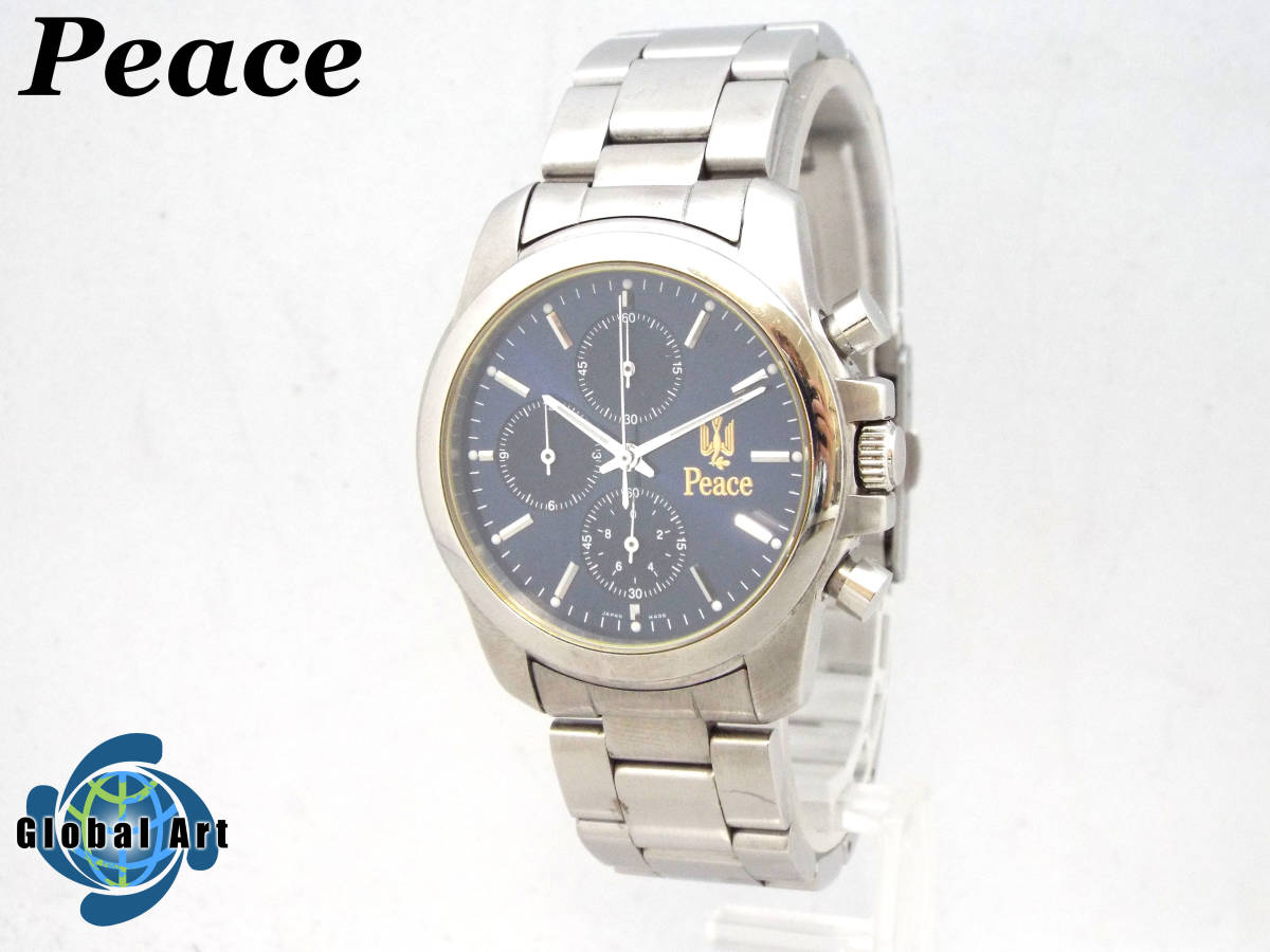 THE PEACE DESIGNトラッドブルー・クロノグラフウォッチ腕時計 Peace 