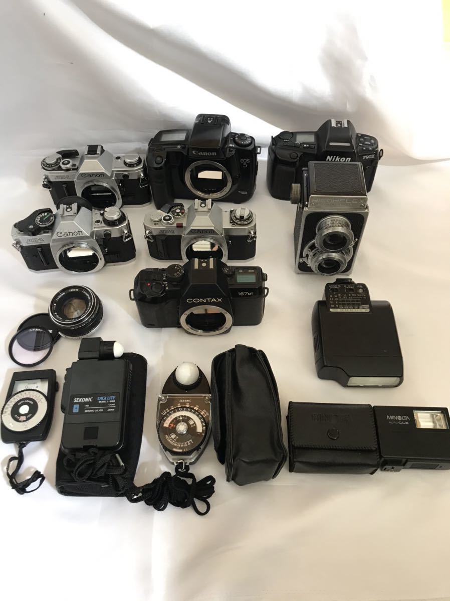【数量限定，新作登場】 Canon AE-1 Pro EOS 5 他/ Nikon F90X/ Ricohflex/ Contax 167MT/Olympus F.zuiko 50mm f1.8/ Sekonic他 カメラ等ジャンクセット #020(キヤノン)｜売買されたオークション情報、yahooの商品情報をアーカイブ公開 - オークフ マニュアルフォーカス
