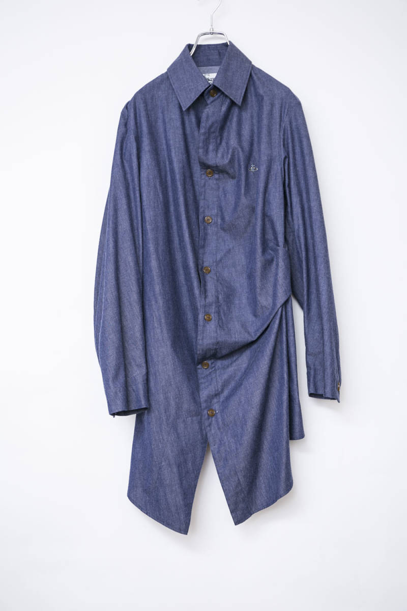 数量限定，本物保証 60 7 LT Vivienne Westwood MAN ヴィヴィアンウエストウッドマン 変形ロングシャツ インディゴ サイズ46 VW-WR-79993 2018(長袖シャツ)｜売買されたオークション情報、yahooの商品情報をアーカイブ公開 - 男性用