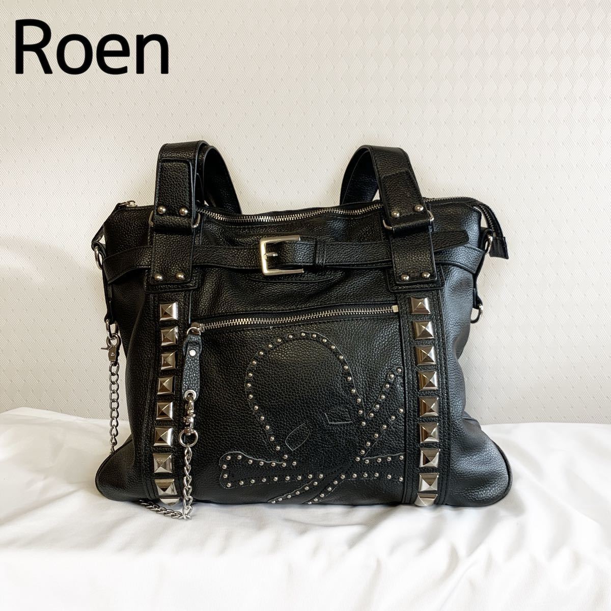 rare Roen スカルパッチ レザー バッグ V系 平成 y2k rare Roen スカルパッチ レザー バッグ V系 平成 y2k メンズ ファッション