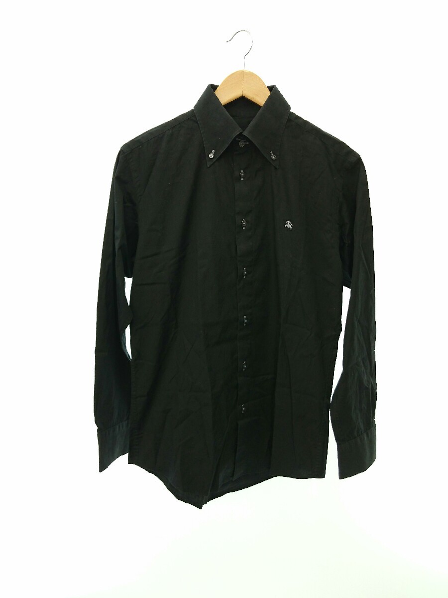BURBERRY BLACK LABEL◇長袖シャツ/2/コットン/BLK/無地