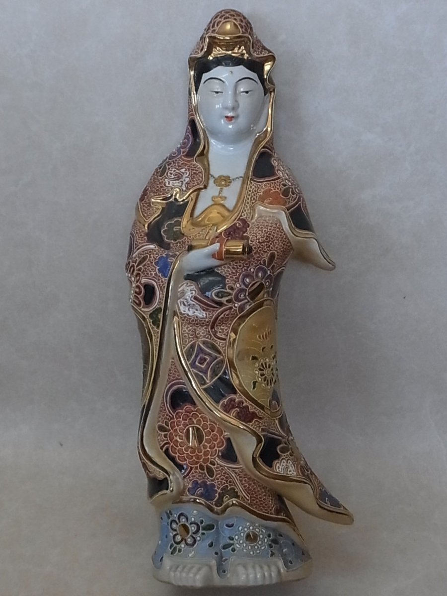 九谷焼◆観音菩薩立像/観音 菩薩◆色絵 金彩◆全高 約45㎝◆骨董/古美術 観音菩薩像 九谷焼 金彩 仏教美術 - 置物 陶器 豪華観音像 Yahoo