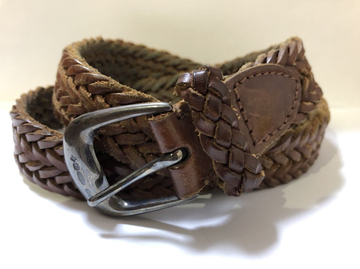 Whitehouse Cox leather belt mesh brown | Mesh Cox（ホワイトハウス