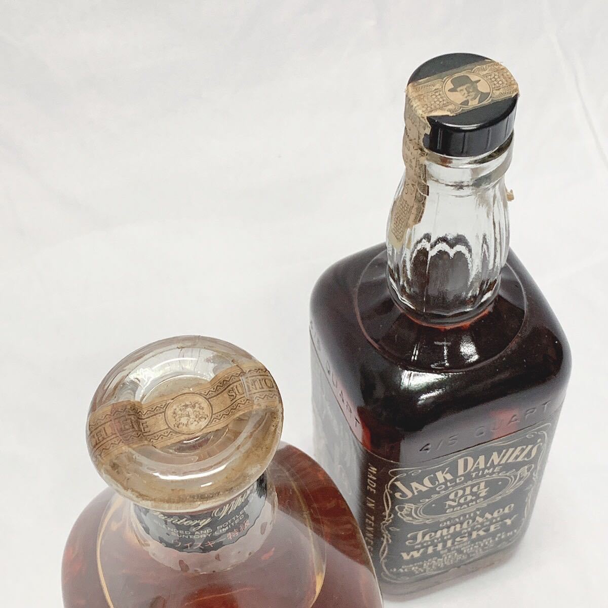 未開栓 ウイスキー 4本セット　サントリー エクセレンス/ジャックダニエル　No.7 4/5 QUART/tullamore dew/ジョニーウォーカー　01-0820 ジャックダニエル ウイスキー 40度 レプリカボトル オールドタイム 黒帯ネックラベル
