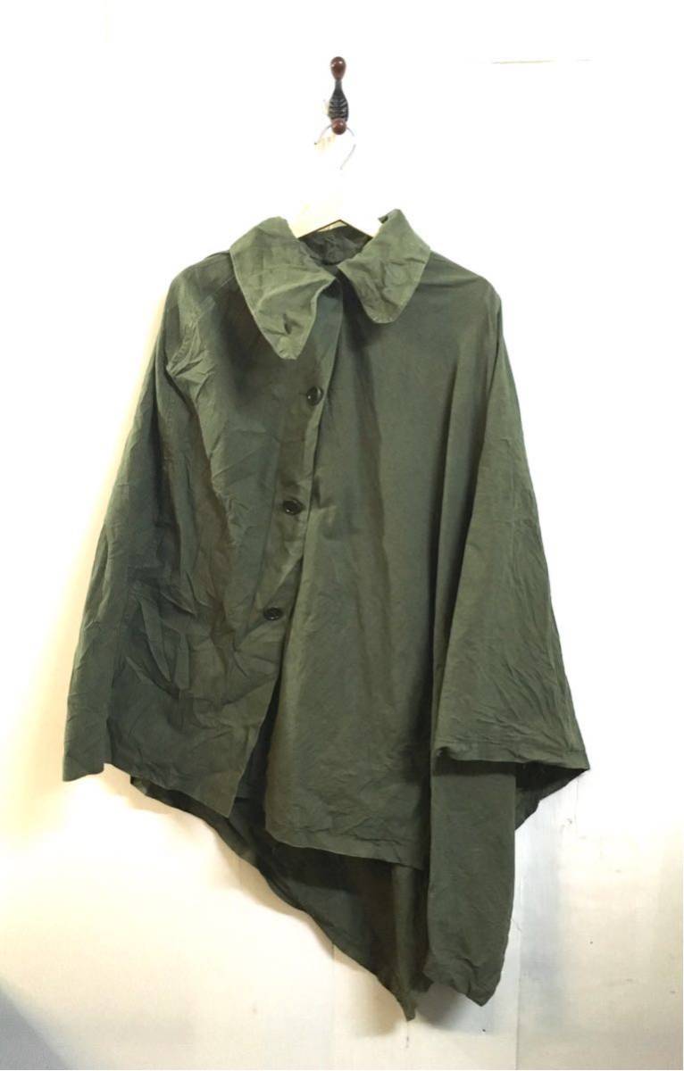 ポンチョ オランダ製 羊革 スエード フリンジ マスタード 70s ウエスタン オランダ軍 70年代 スナイパーマント ヴィンテージ ミリタリー ユーロ