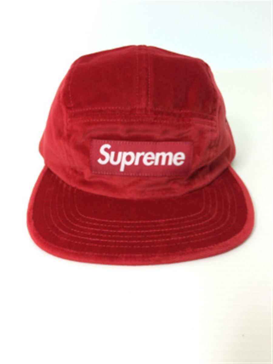 Supreme◇キャップ/FREE/ベロア/赤/シュプリーム/18AW/velvet camp cap