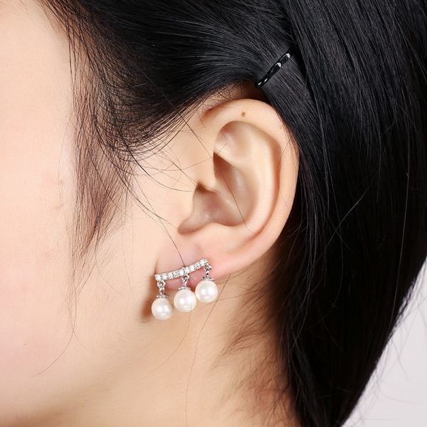 ★New店舗★！！！ユニックなデザイン■真珠＆ダイヤモンドピアス■＃プラチナ仕上＃_4