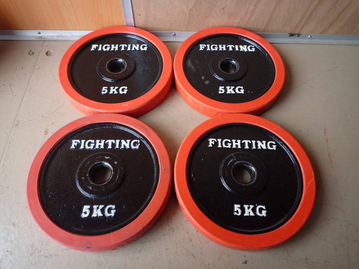中古 ラバー プレート FIGHTING ROAD 5kg×4枚 合計20kg アイアン
