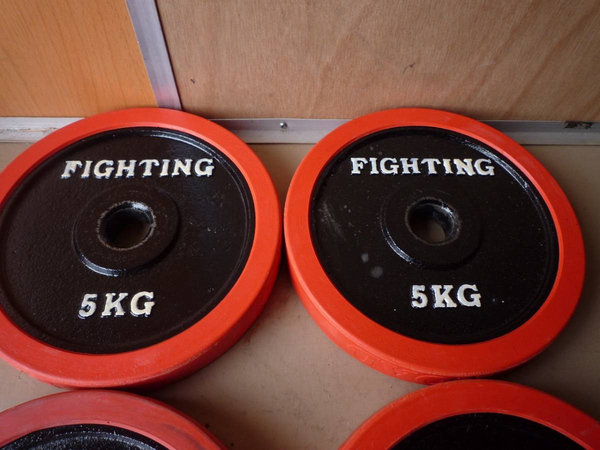 中古 ラバー プレート FIGHTING ROAD 5kg×4枚 合計20kg アイアン