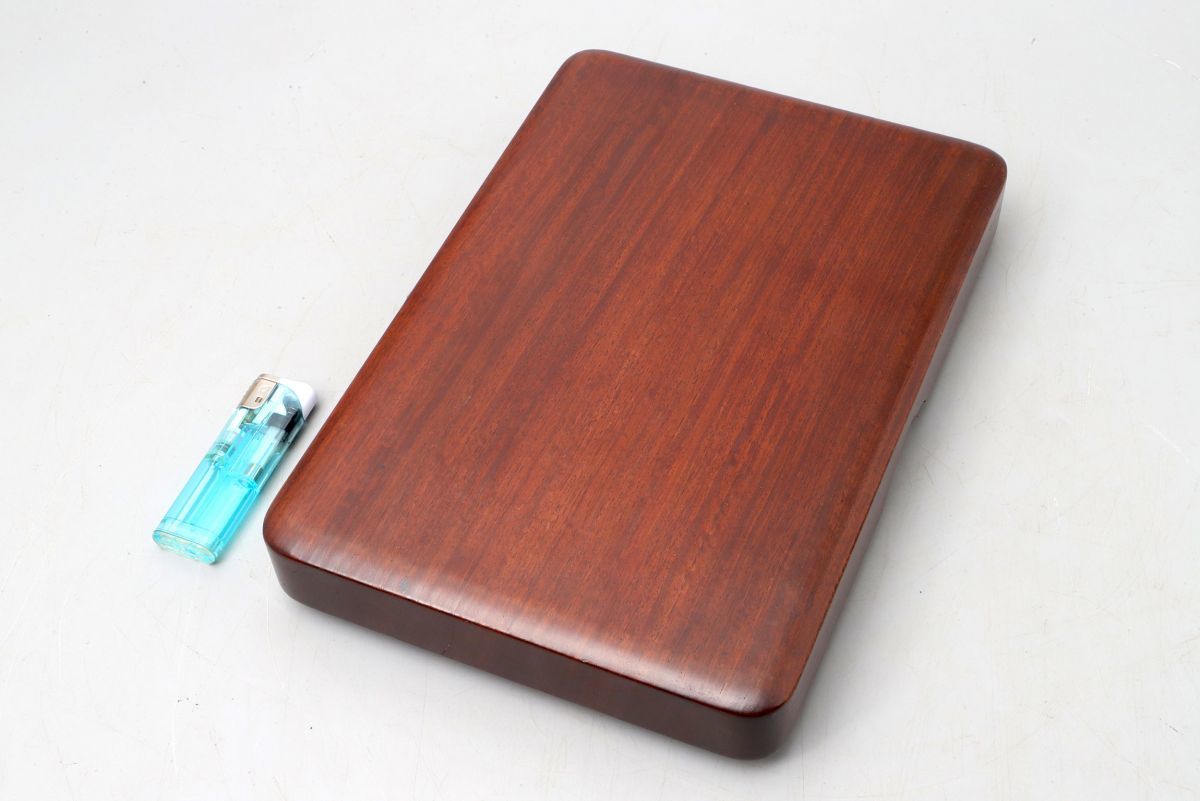 文箱 木製 硯箱 唐木 書道具 巻雲紋 長方形 透かし彫り 木彫 唐草彫刻