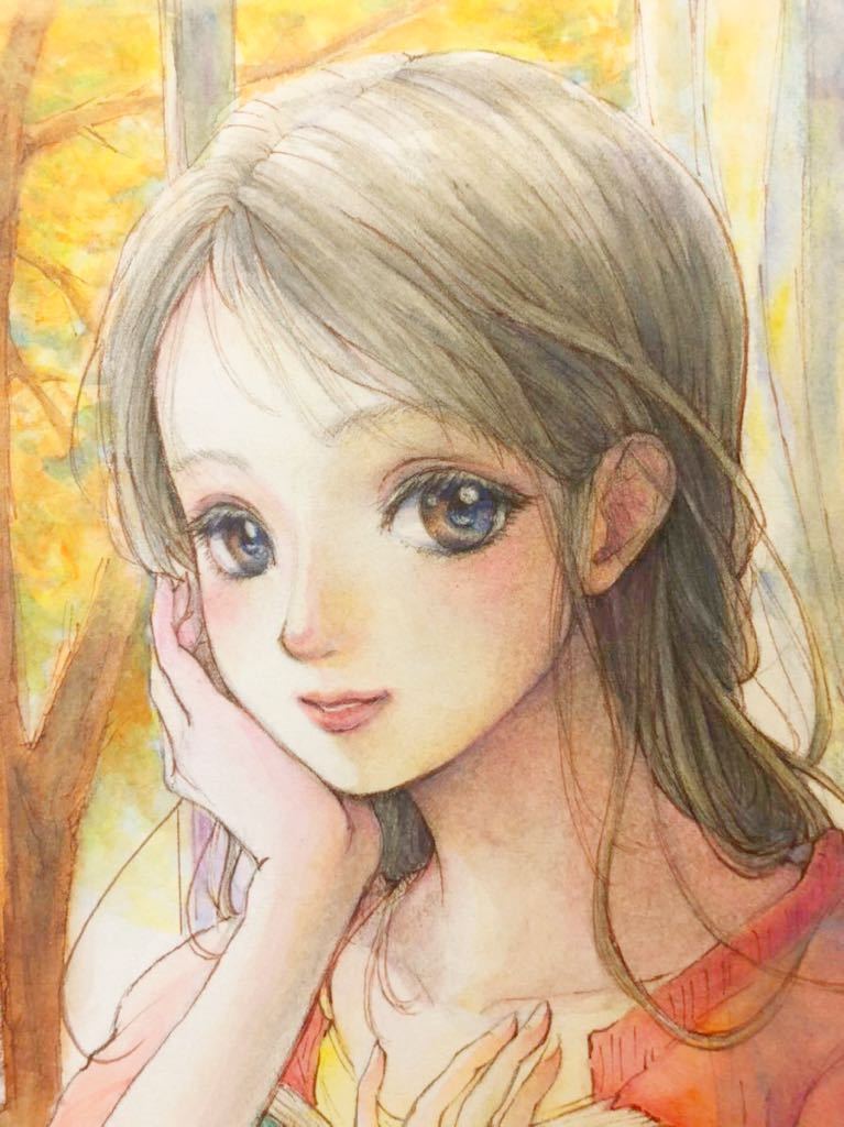 手描きイラスト オリジナル 二十四節気 七十二侯 秋のイラスト 楓蔦黄 B5サイズ 水彩 女の子 紅葉 読書の秋 手描きイラスト 売買されたオークション情報 Yahooの商品情報をアーカイブ公開 オークファン Aucfan Com