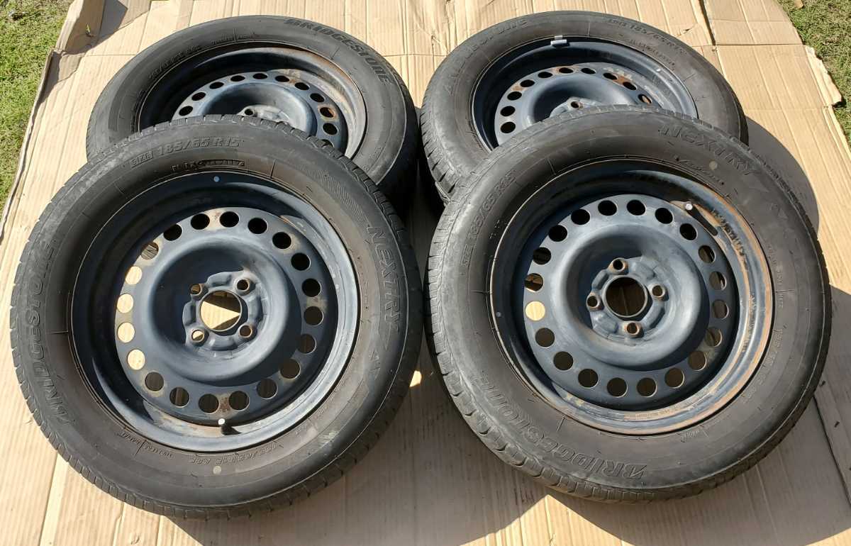 日産 ティーダ C11 純正 鉄ホイール タイヤ4本セット 185/65R15 PCD100