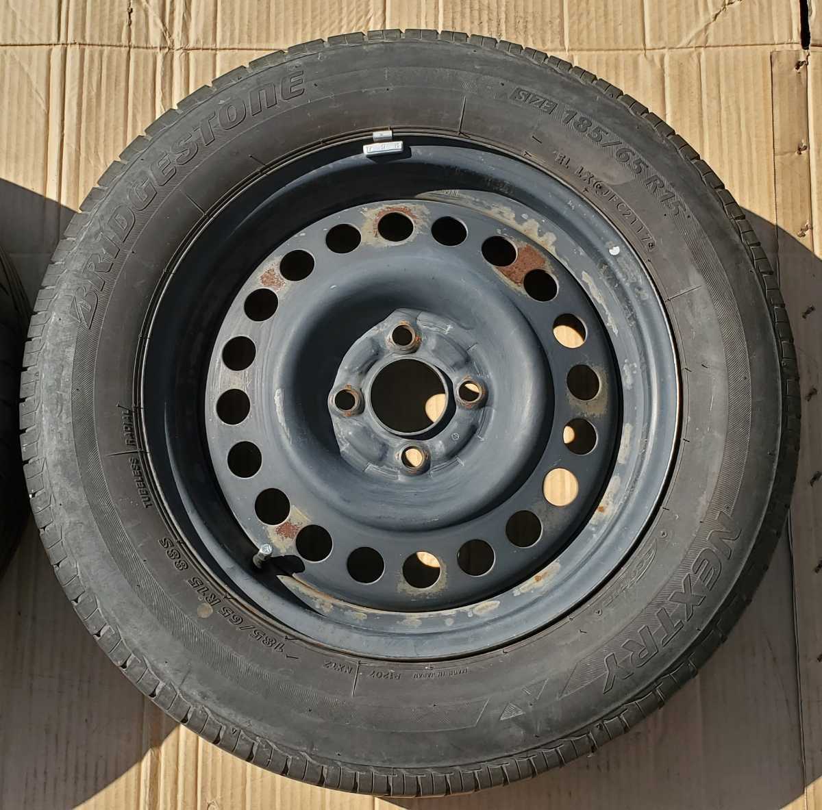 日産 ティーダ C11 純正 鉄ホイール タイヤ4本セット 185/65R15 PCD100
