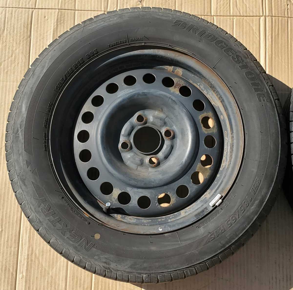 日産 ティーダ C11 純正 鉄ホイール タイヤ4本セット 185/65R15 PCD100