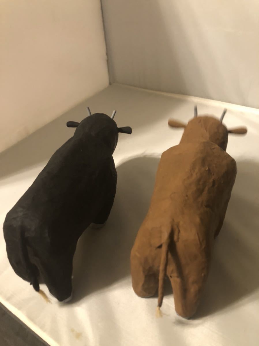 美品 琉球民芸 琉球張子 牛 アーシ 闘牛 首振り 張り子 民芸品 沖縄県