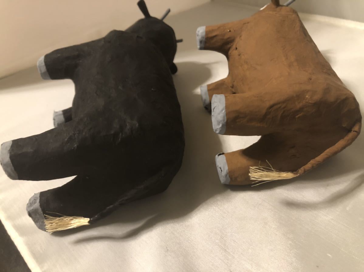 美品 琉球民芸 琉球張子 牛 アーシ 闘牛 首振り 張り子 民芸品 沖縄県