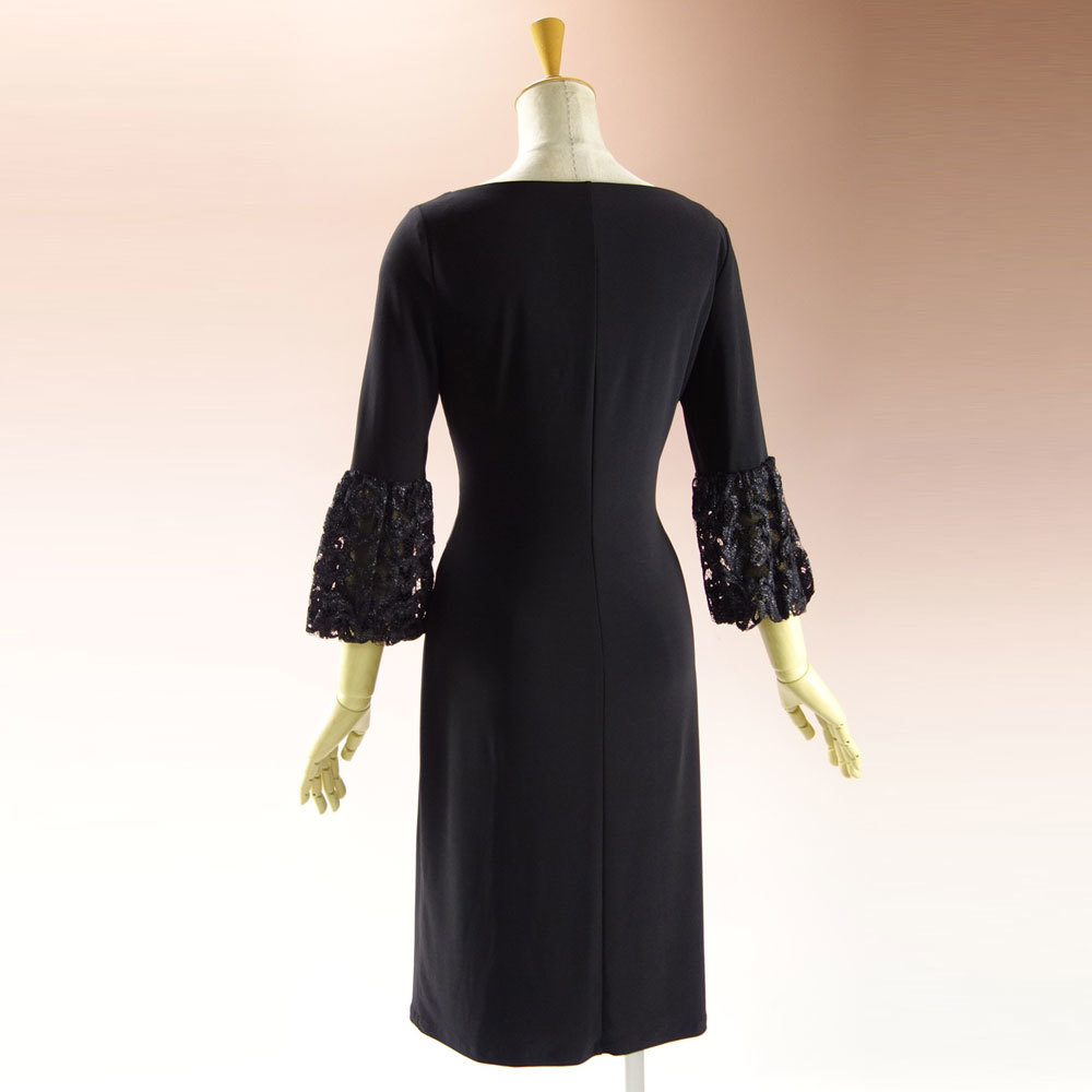 新品 ラルフローレン 4/9号 黒 レース 長袖 花柄 ブラックドレス  