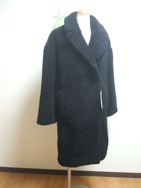 ZARA＊ふわもこフェイクファーコート S フード付き◎冬 黒 レディース