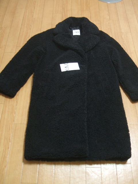 ZARA＊ふわもこフェイクファーコート S フード付き◎冬 黒 レディース