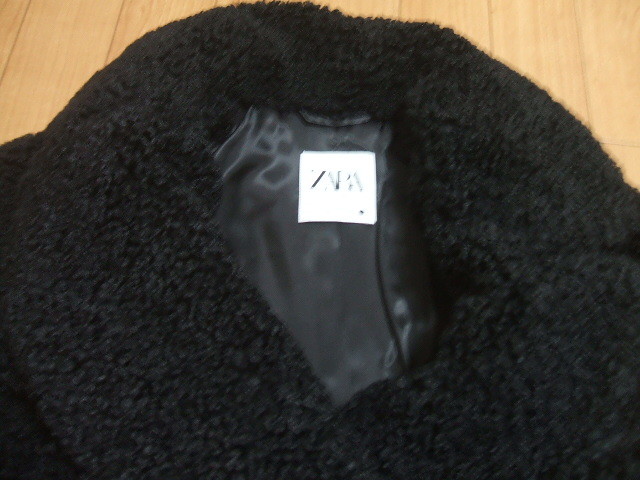 ZARA＊ふわもこフェイクファーコート S フード付き◎冬 黒 レディース