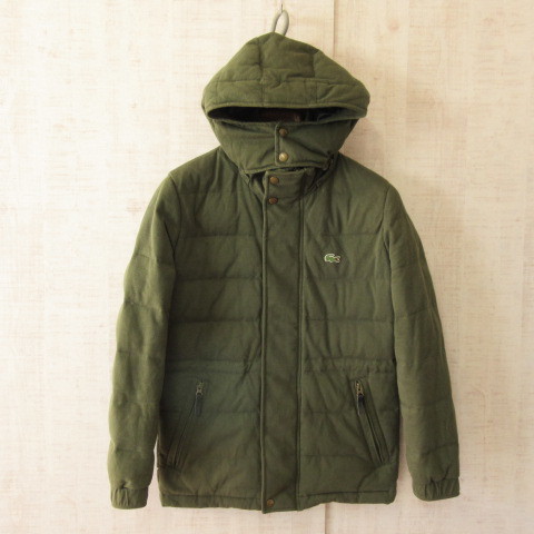 美品◆LACOSTE ラコステ ダウンジャケット 胸ロゴ　ラコステジャパン　ダウン80　セージグリーン