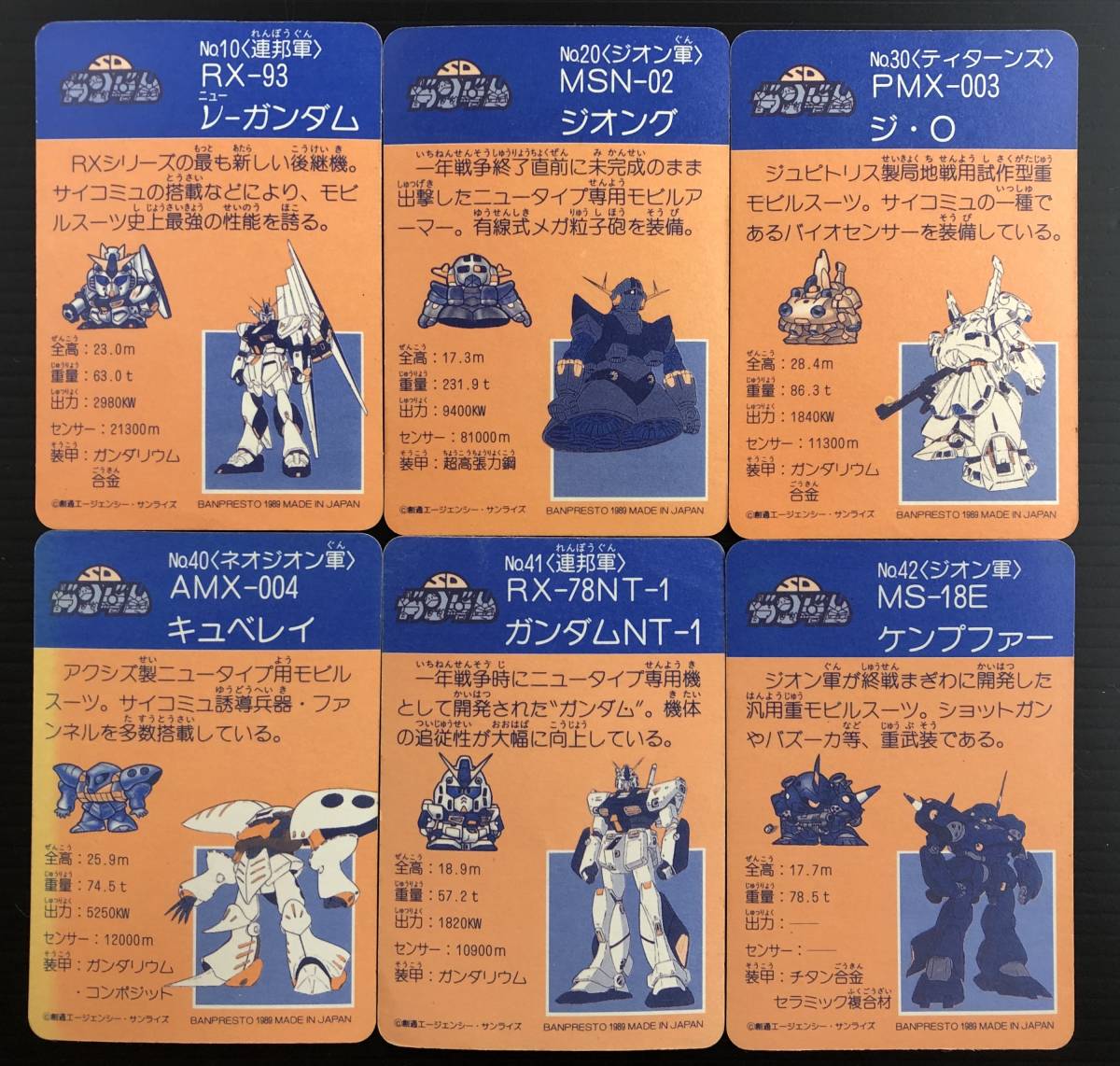 業務ゲーム機用景品　SDガンダム戦士 カードダス１BOX　バンプレスト パート2 パート2 SDガンダム戦士 カード リスト バンプレカード 前編 1989年