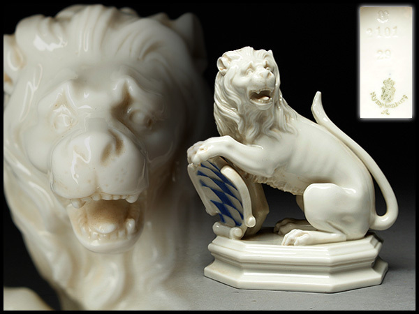 LALIQUE ラリック　愛合うライオン達　置物 オブジェ フィギュリン HQ591 【Nymphenburg】ニンフェンブルグ #2101「獅子/ライオン」置物