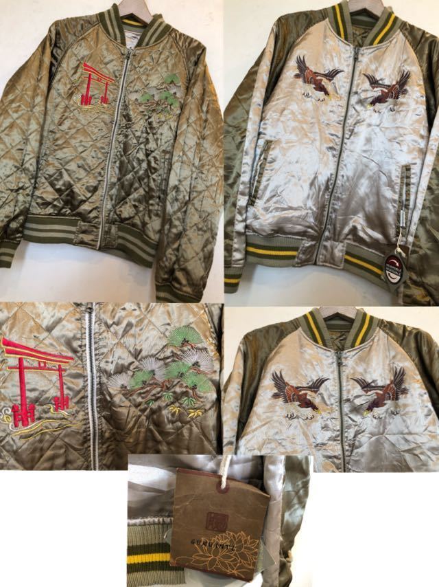 GUMU リバーシブルキルティングスカジャン 舞妓 鷹柄 sizeL GUMU