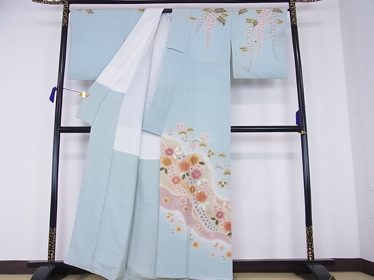 暈し染め 金彩 枝花文 正絹 平和屋着物□訪問着 逸品 作家