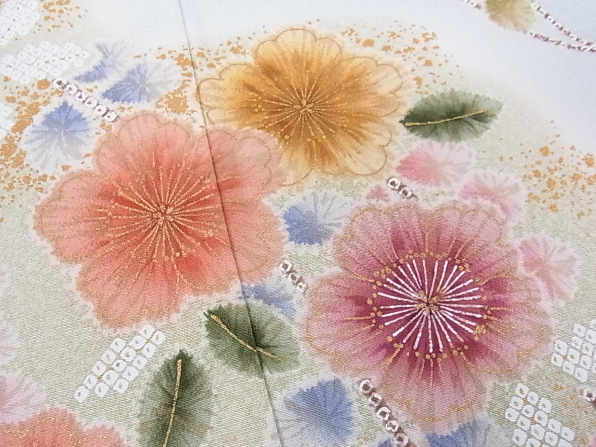 暈し染め 金彩 枝花文 正絹 平和屋着物□訪問着 逸品 作家
