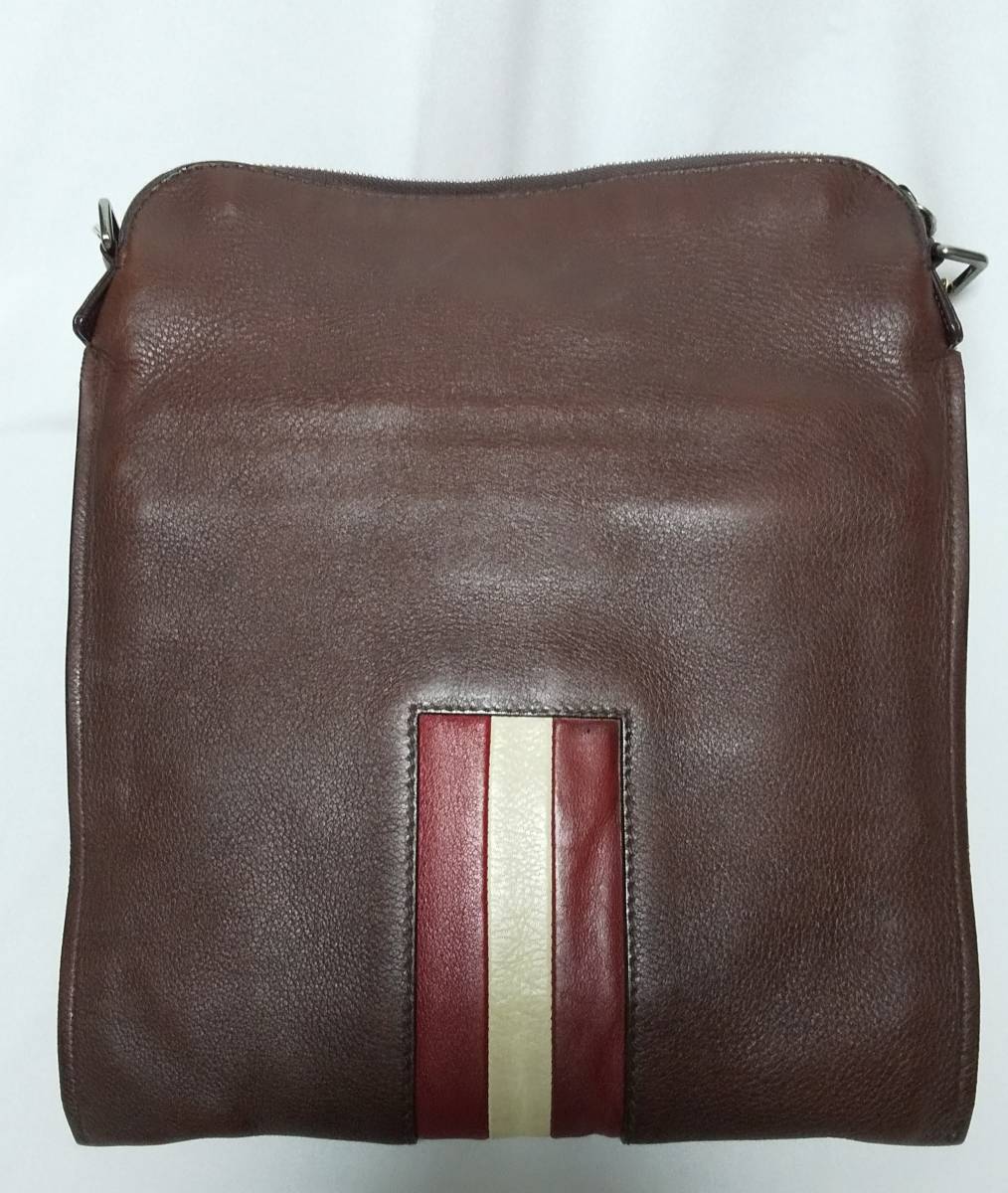 BALLY バリー オール レザー ストライプ 革タグ 斜め掛け ショルダー
