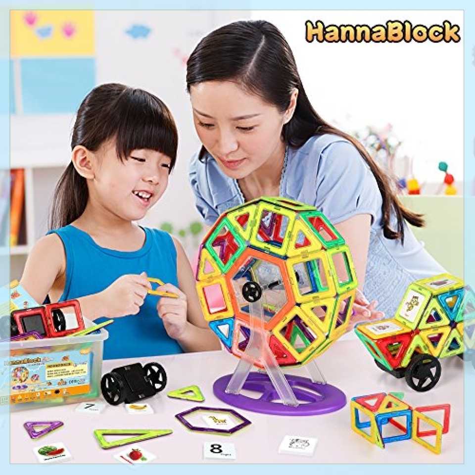 送料無料！HannaBlockマグネットブロック 磁石ブロック 子供 女の子 男の子 マグネットおもちゃ 想像力と創造力を育てるオ HannaBlock マグネットブロック : 2箱セット HannaBlockマグネット マグネット