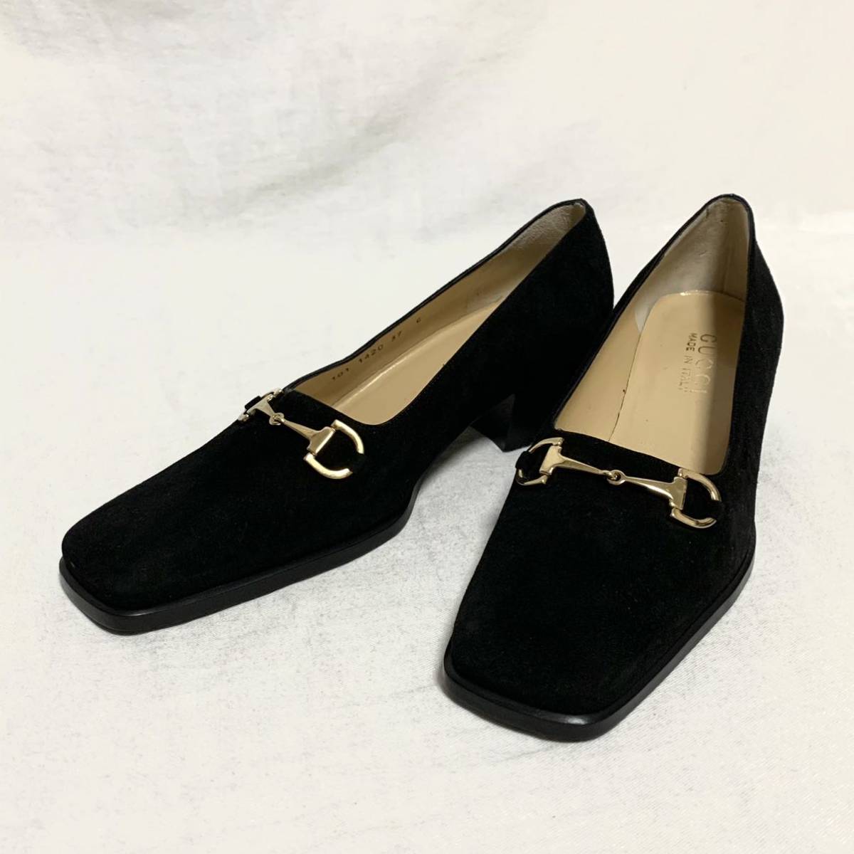新品未使用 GUCCI グッチ ゴールド金具 ビット スエードレザー パンプス
