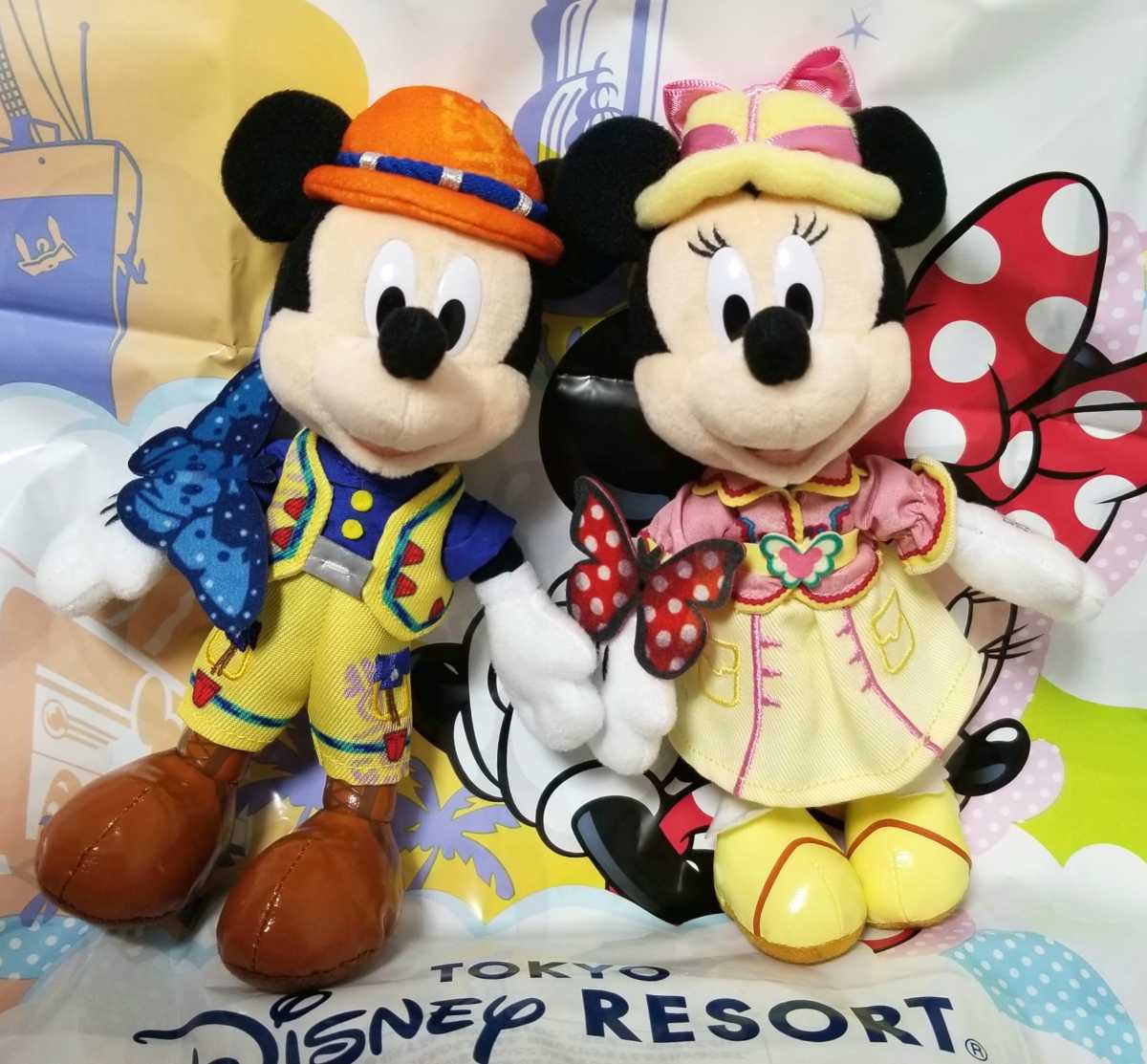送料無料/お顔厳選】ミッキー&ミニー ぬいぐるみバッジ 2点セット