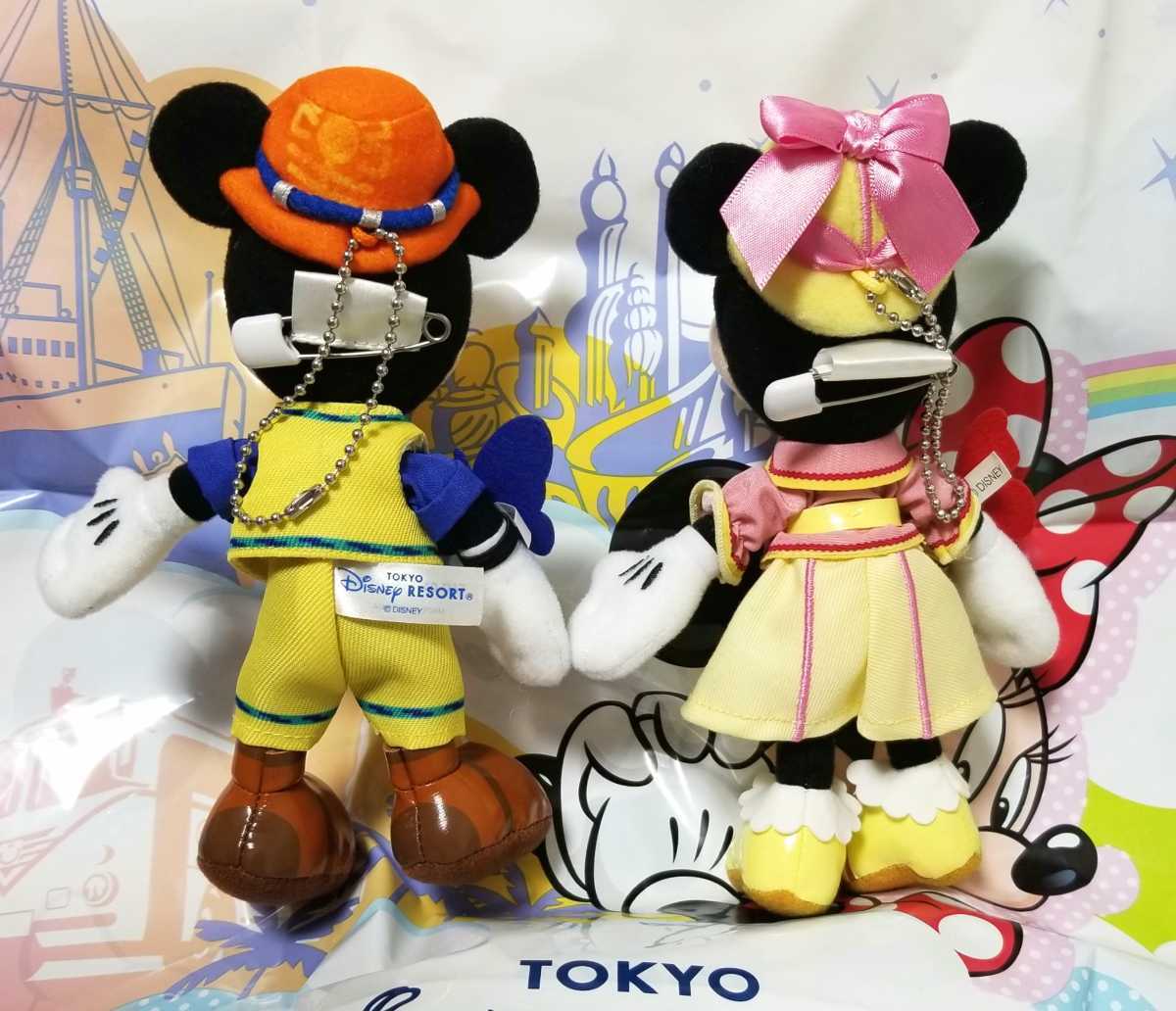 送料無料/お顔厳選】ミッキー&ミニー ぬいぐるみバッジ 2点セット