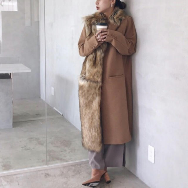 Ameri ロングコート コート - ボルドー 切り替え AMERIファー 