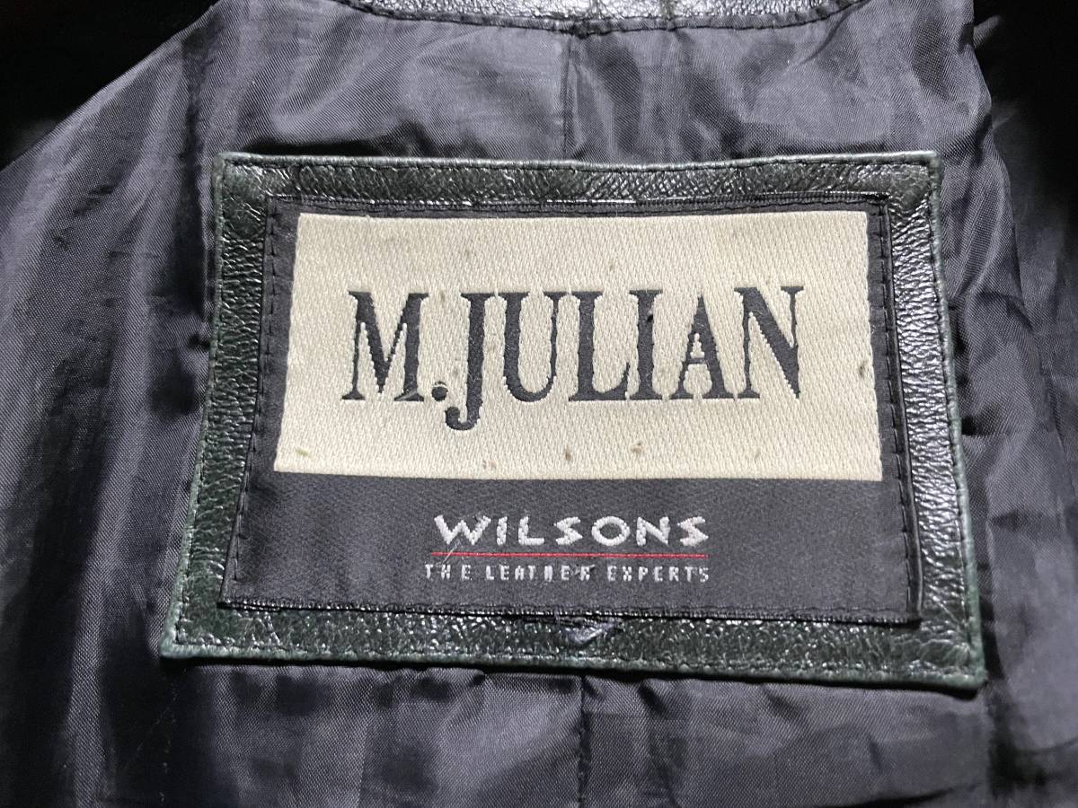 M.JULIAN WILSONS レザー ジャケット L-XL グリーン ブラック ビッグ 