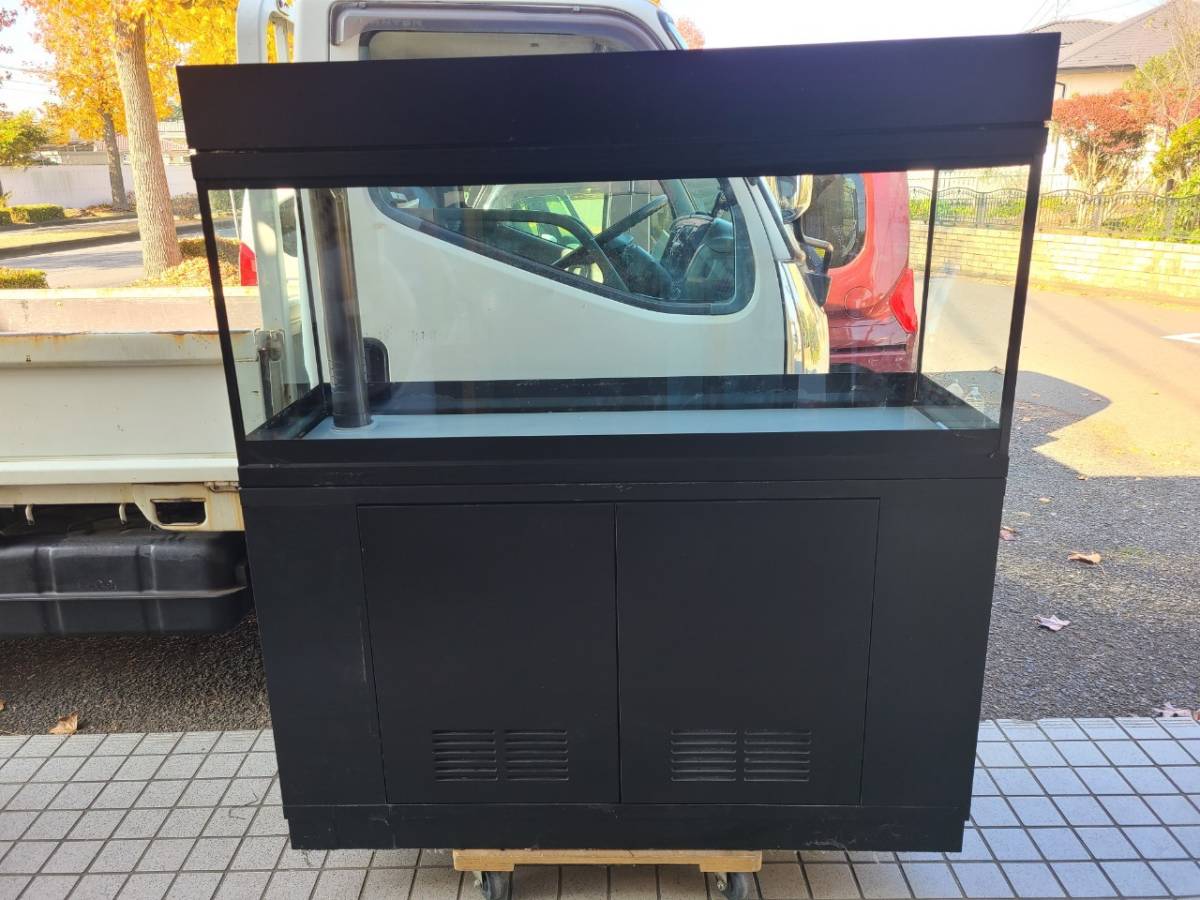 ガラス水槽 オーバーフローキャビネット付 1300×450×550 引き取り限定