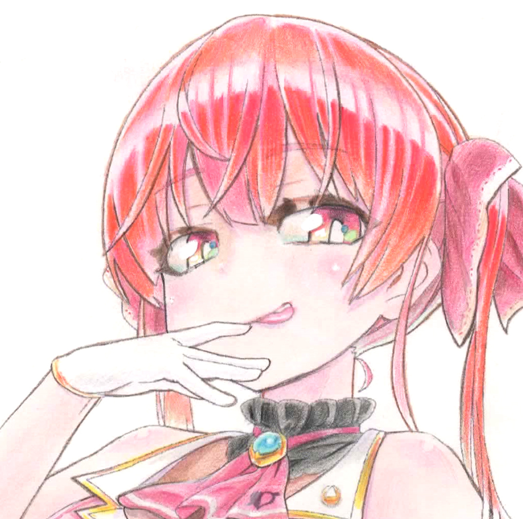 手描きイラスト】Vtuber 「宝鐘 マリン」【色鉛筆】(手描きイラスト