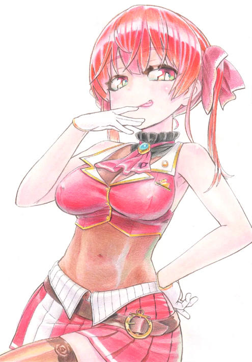手描きイラスト】Vtuber 「宝鐘 マリン」【色鉛筆】(手描きイラスト