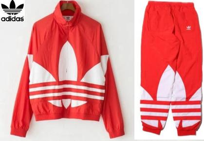 新品 M アディダス ADIDAS 上下 ジャージ ナイロン 赤 トレフォイル