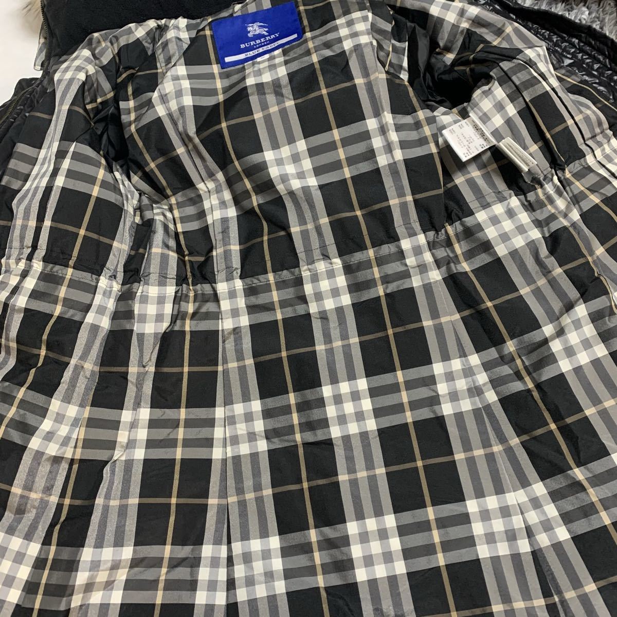 BURBERRY BLUELABEL ダウンジャケット 裏地チェック柄 ブラック 【公式
